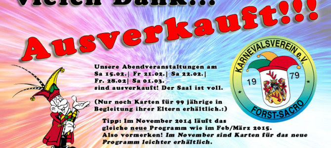 Ausverkauft!!! Ausverkauft!!!